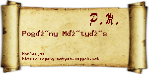 Pogány Mátyás névjegykártya