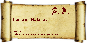 Pogány Mátyás névjegykártya